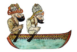 Karagöz and Hacivat on a caicque, Ragıp Tuğtekin, 25,7 x 36,5 cm, Yapı Kredi Museum 4-68